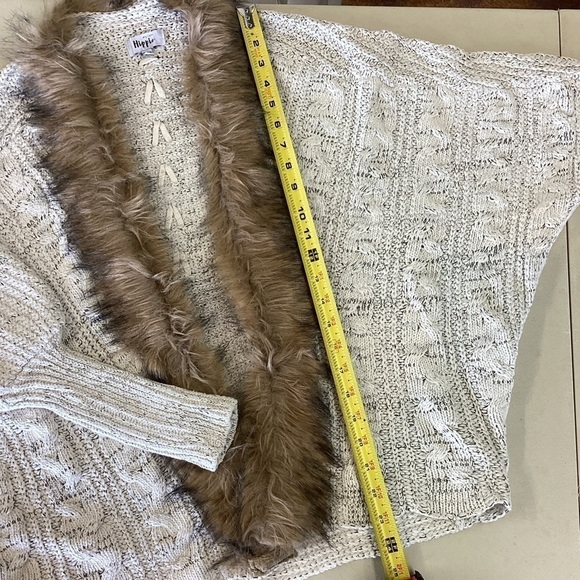 MILITARY HIPPIE Faux Fur Cardigan Sweater Open Front Tie Back Gray New! One Size - Picture 11 of 16